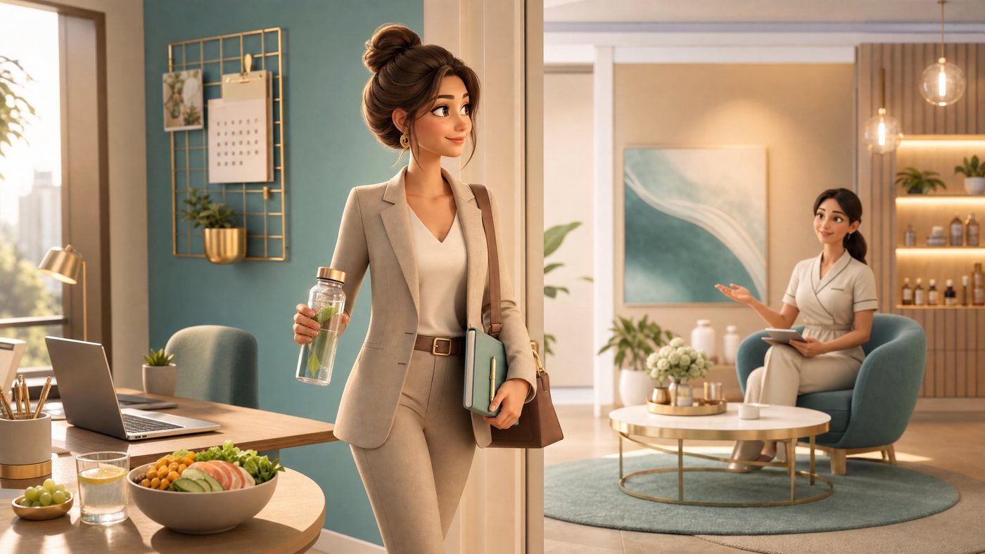 3D animated professional entering a med spa for sustainable weight loss support