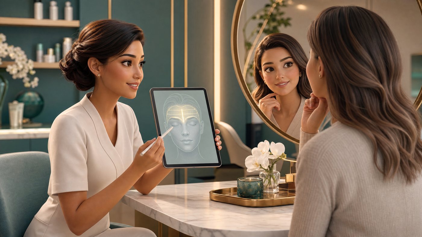3D animated Botox consultation for forehead lines and frown lines