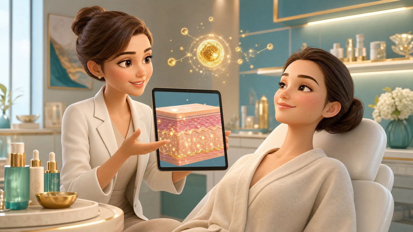 PRP Facial Rejuvenation in Griffin: Using Your Body’s Natural Growth Factors for Glow 1 3D animated PRP facial rejuvenation consultation with glowing skin diagram