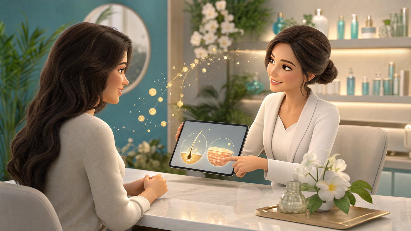 3D animated consultation about PRP for hair and skin wellness